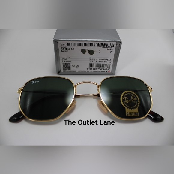 Model Display RayBan Hexagonal Green G15 Lens RB3548N Gold Frame - Picture 13 of 16